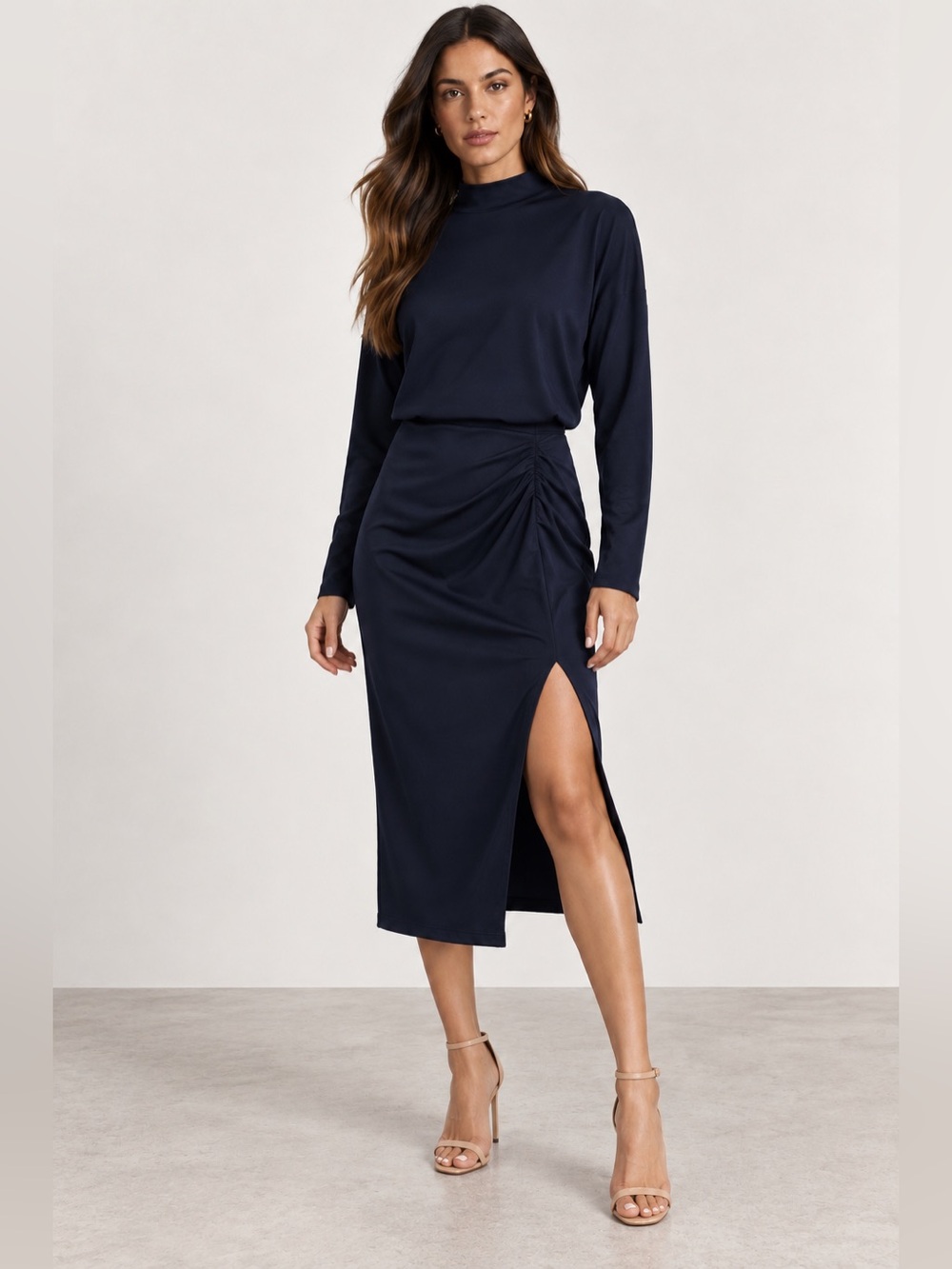 MICHAEL STARS Lila Ribbed Midi Dress - Nocturnal